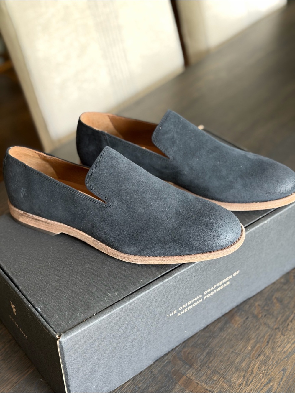 Frye Men's Chris Venetian Loafers in Indigo Suede NEW WITH BOX